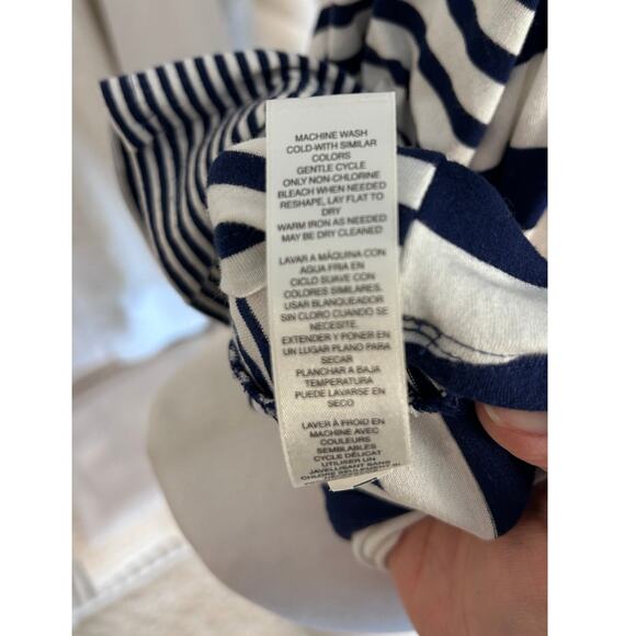 Chico's Women's Sz 1 (Small) Petite Nautical Striped 3/4 Sleeve Blouse - Picture 5 of 6